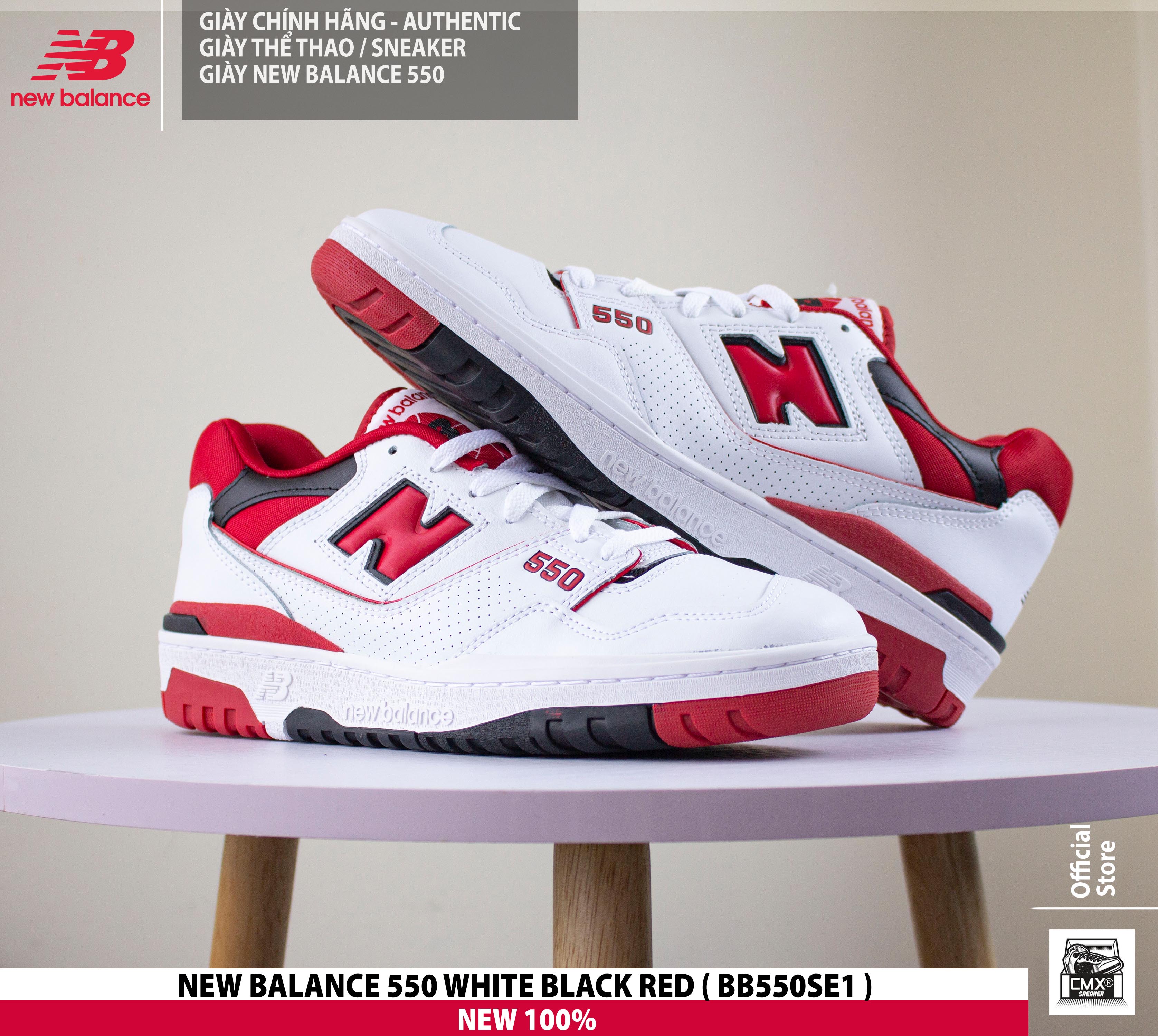 😘 [ HÀNG CHÍNH HÃNG CÓ SẴN ] Giày New Balance 550 WHITE BLACK RED ( BB550SE1 ) - AUTHENTIC 100%