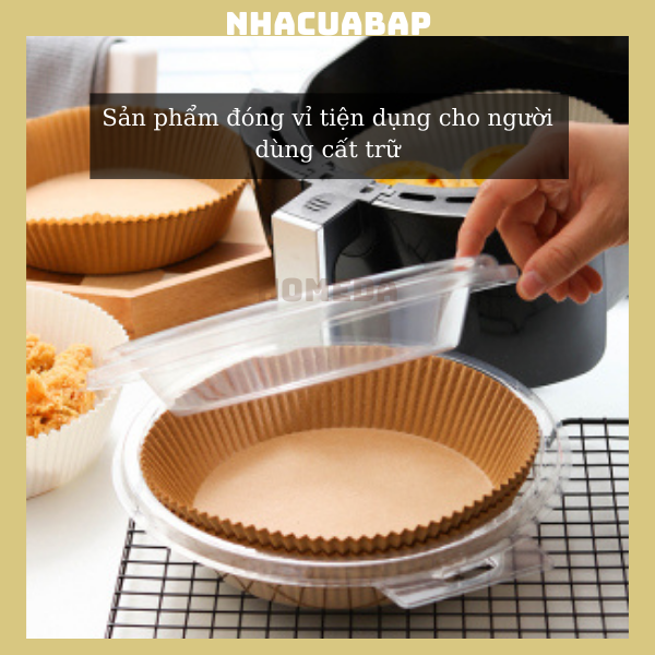 [SIZE CỰC LỚN] 100 Bộ giấy lót nồi chiên không dầu, giấy nến vàng, giấy nến đục lỗ chống dính hút dầu chịu nhiệt đa năng tiện dung nhà bếp