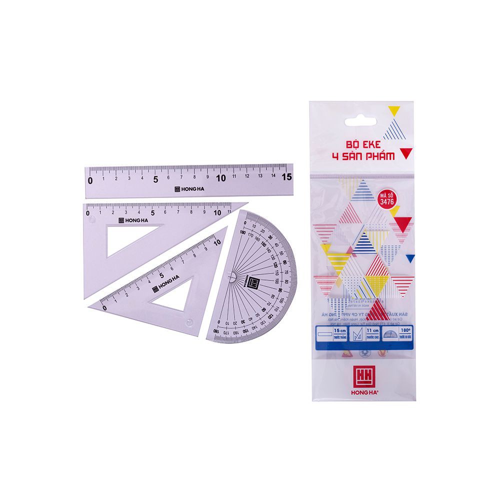Bộ eke 4 sản phẩm hồng hà thước kẻ bộ