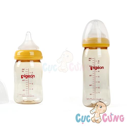 Bộ bình sữa pigeon nhựa ppsu plus cổ rộng 160ml + bình sữa pigeon cổ rộng nhựa ppsu plus 240ml