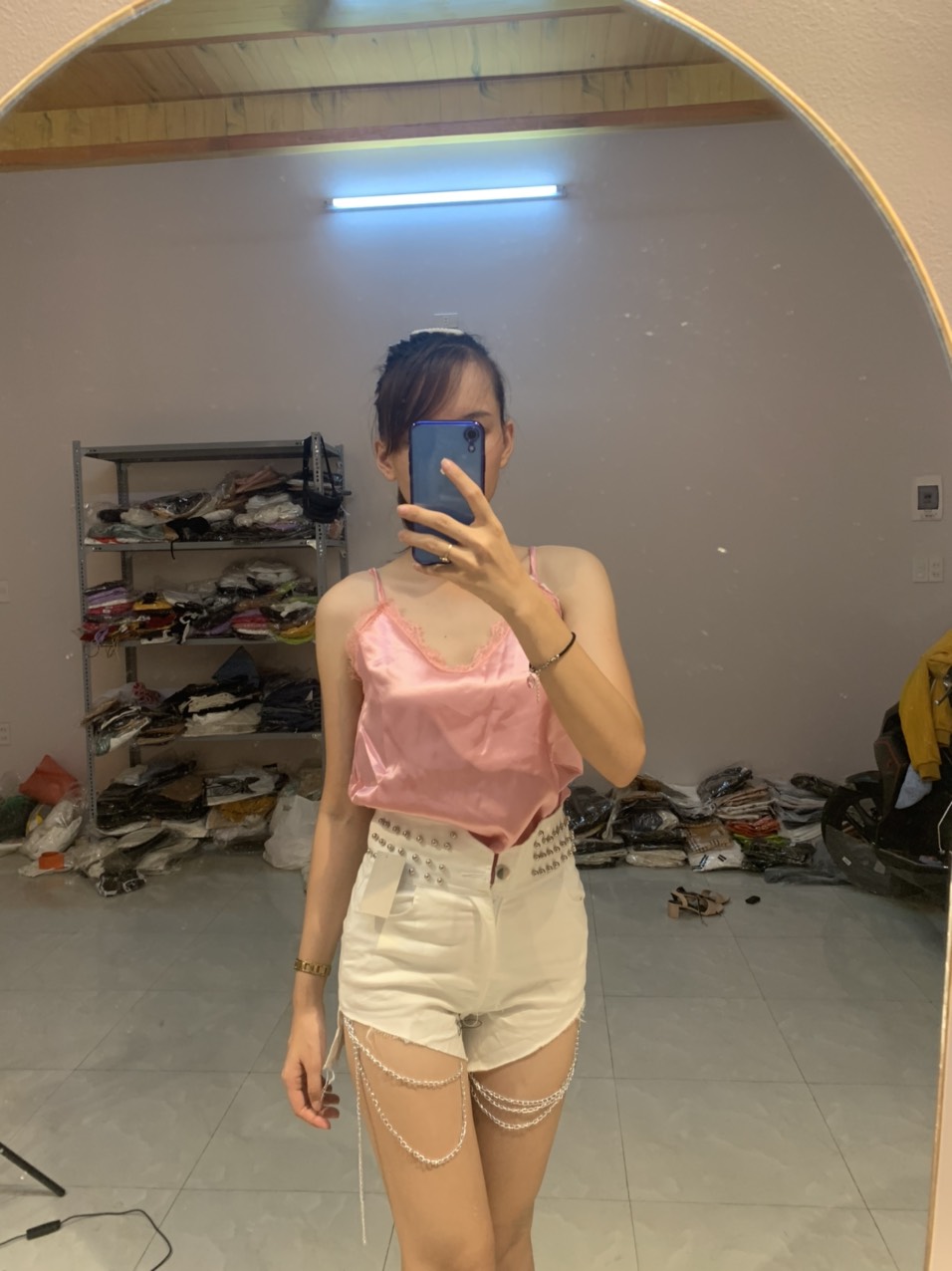 Áo 2 Dây Phi Lụa Phối Ren,Áo 2 Dây ,LY STORE