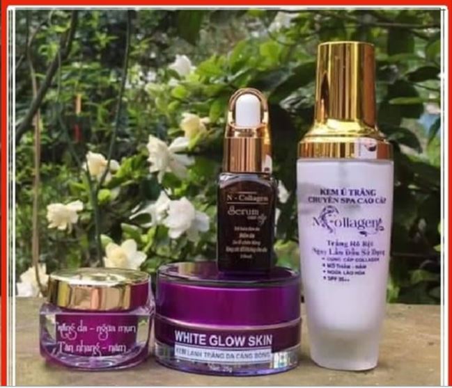 Bộ kem whitening face+serum cao cấp+kem face lạnh+ủ face siêu cấp ncollagen-giảm mụn mờ nám tàn nhang