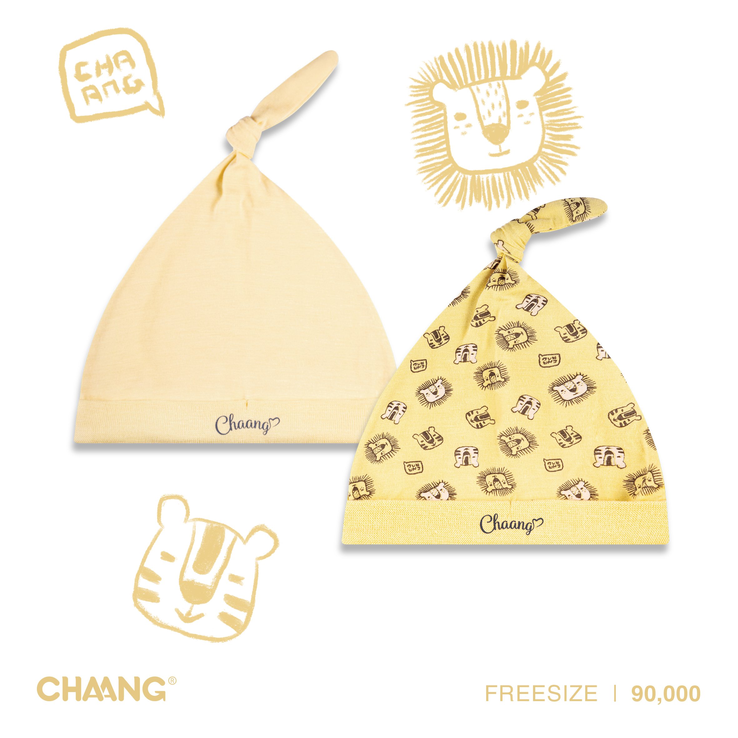 Chaang set mũ thóp cotton tiger cho bé sơ sinh