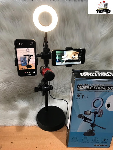 Đèn livestream 4in1 size 16cm, Hợp kim chắc chắn, Đèn led 3 nguồn ánh sáng, Bảo hành 1 đổi 1, Giá đỡ livestream hai điện thoại 4in1 cao cấp, Đèn livestream 4in1