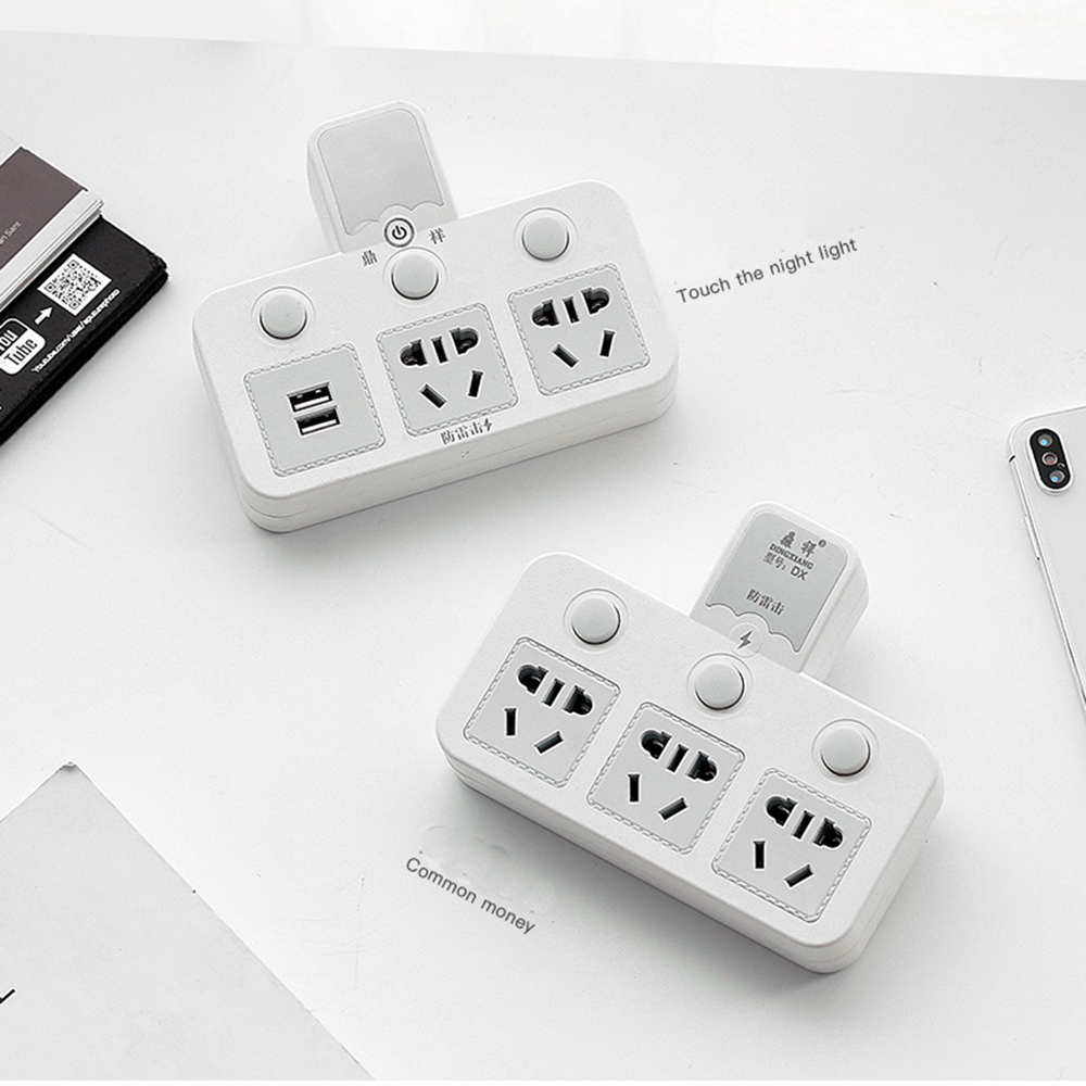 Smart power outlet - 2-pin power plug - Induction nightlight power socket - Multi-function usb power outlet - Heat-resistant electrical outlet with separate switch