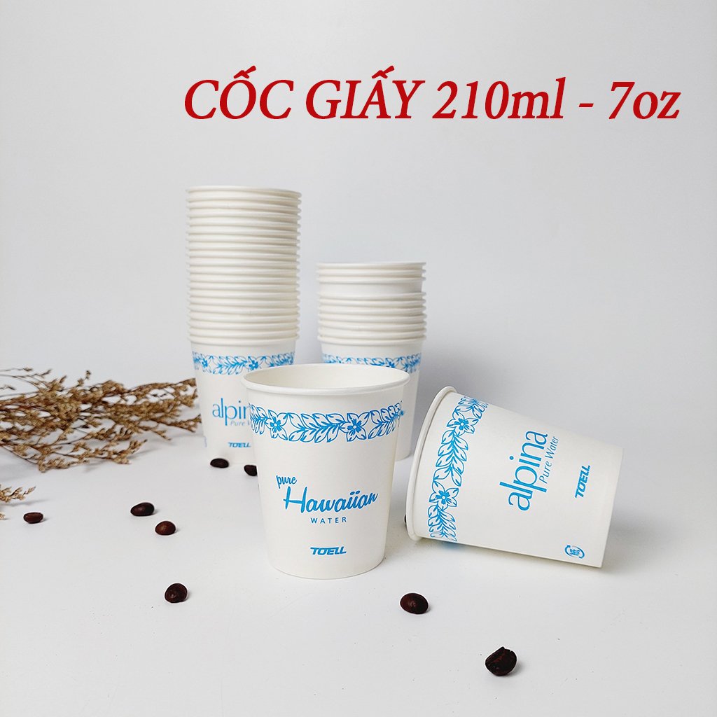 50 cốc giấy 210ml - 7oz hawaii xanh nhập khẩu hàn quốc