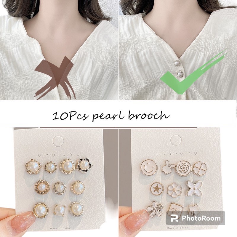 Set 5 khuy cài cúc áo mini, ghim cài áo trang trí