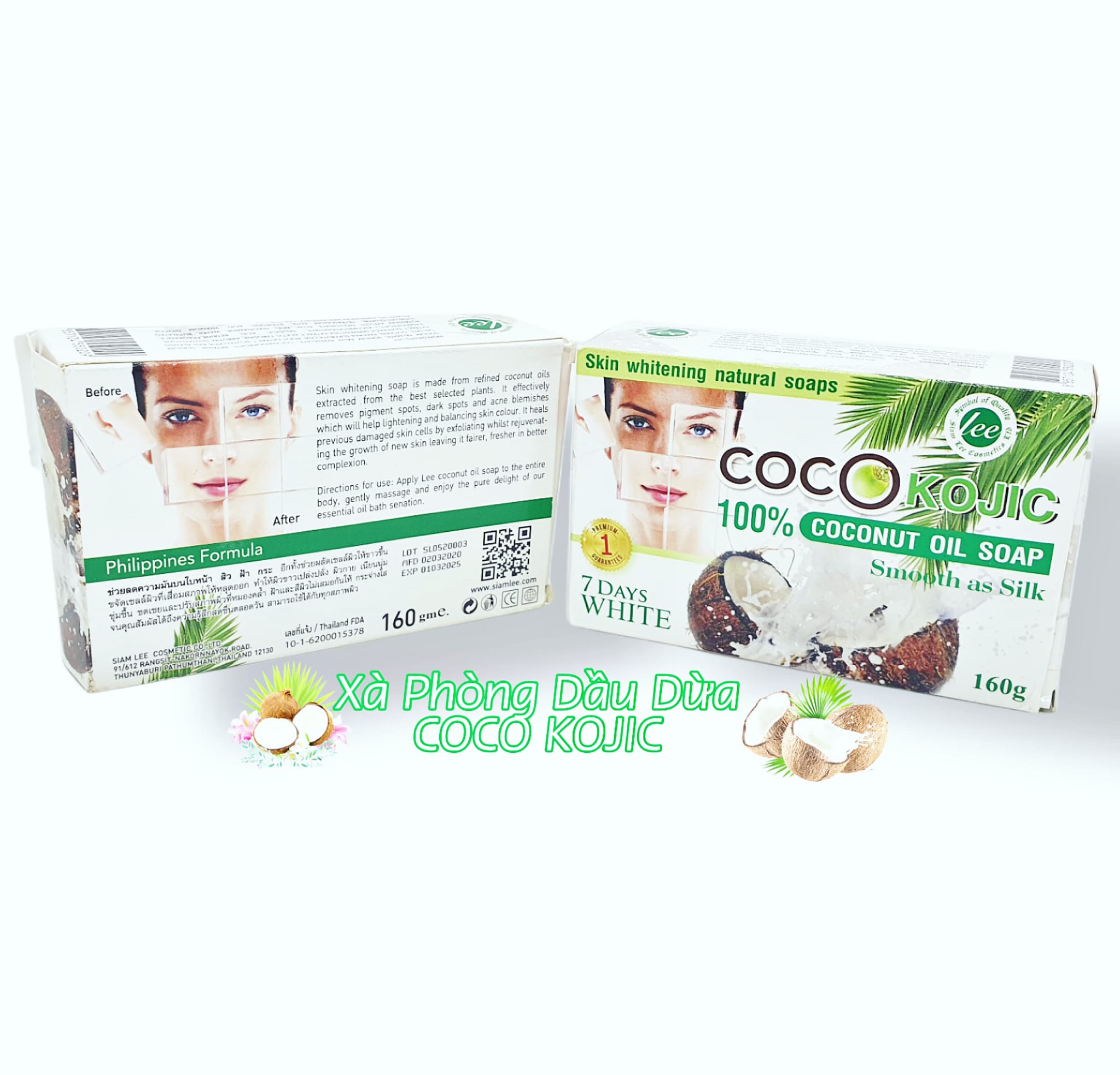 01 xà phòng trắng da dầu dừa coco kojic coconut oil soap