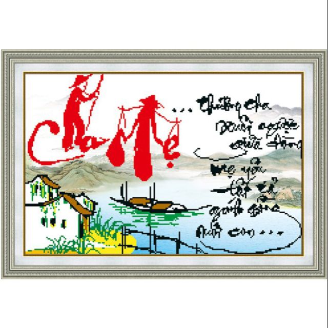 Tranh đính đá Cha Mẹ DF160 (66*45) chưa đính