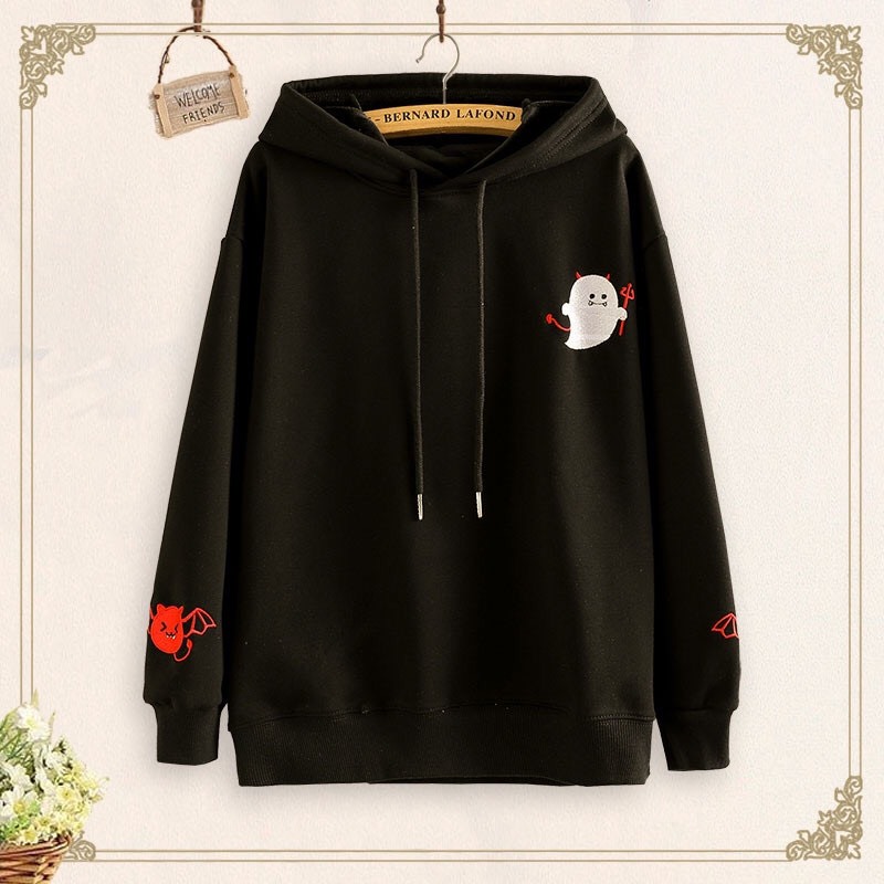 ÁO HOODIE NỮ FORM RỘNG THÊU QUỶ SIÊU CÁ TÍNH TRẺ TRUNG THỜI TRANG NỮ