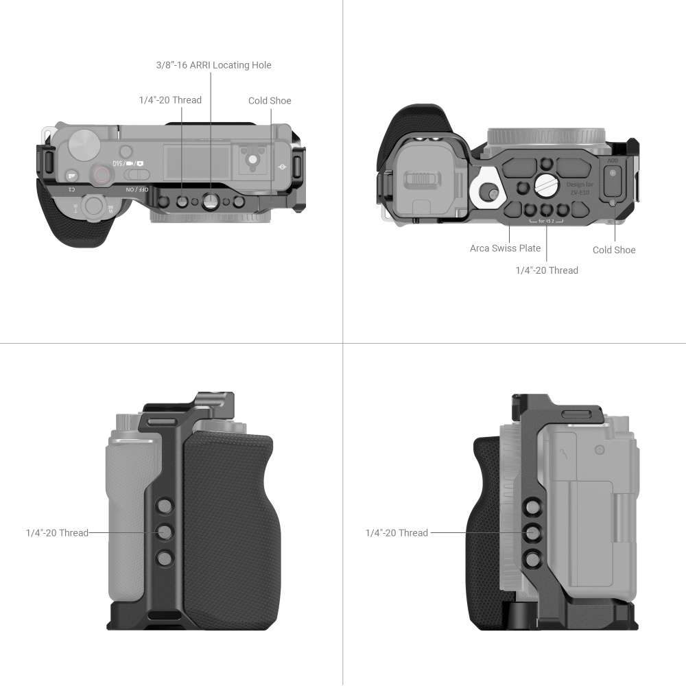 SmallRig Camera Cage with Grip for Sony ZV-E10 3538B
