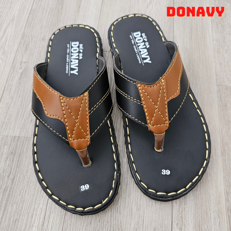 CHÀO SÀN 69K SỐ LƯỢNG CÓ HẠN Dép Kẹp Nam Da DONAVY Cao Cấp, Quai Phối Kiểu Thời Trang D.KST