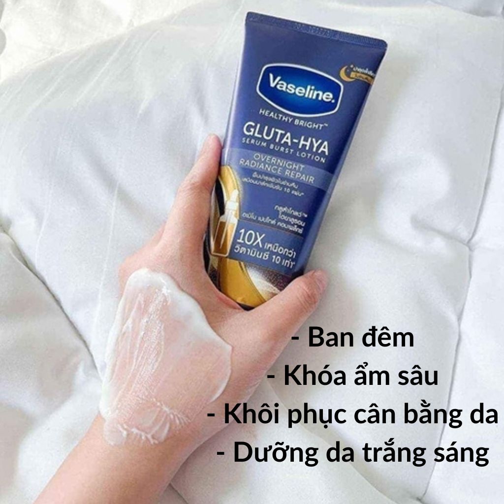 Sữa dưỡng thể VASELINE 10x ZAVENCI  Vaseline Healthy Bright Gluta-Hya Serum Burst ban ngày và đêm (300ml)