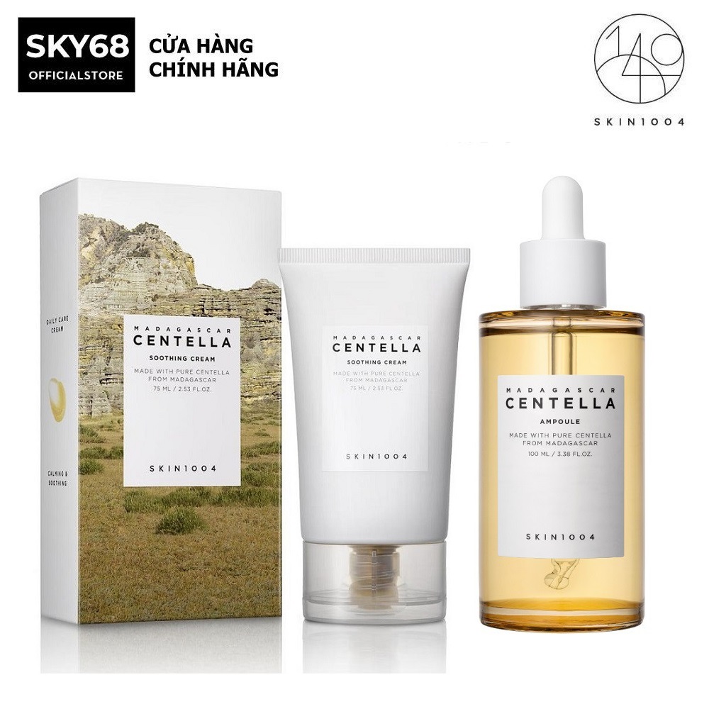 Combo Giảm Mụn, Kháng Viêm Làm Dịu Da Chiết Xuất Rau Má Skin1004 Madagascar Centella ( SR100ml + Kem Soothing )