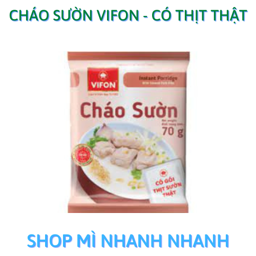 Combo 5 gói cháo VIFON 4 vị (Sườn, Thịt bằm, Gà, Nấm) 70gr - Có thịt thật