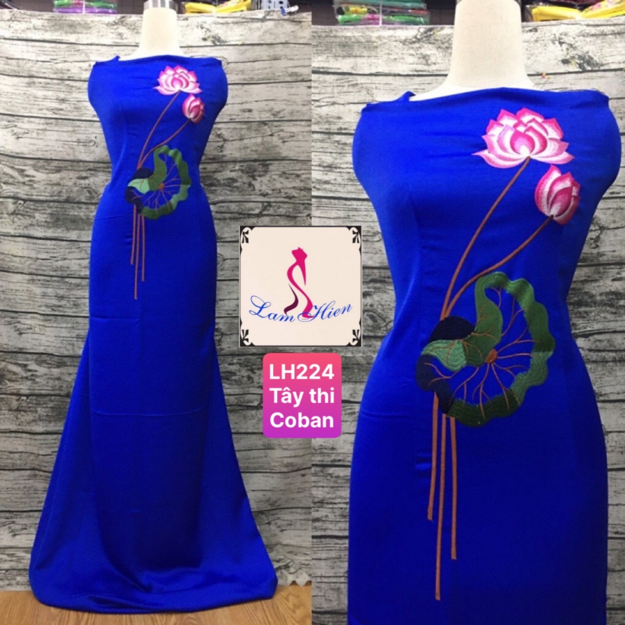 Vải áo dài lụa tây thi bông thêu LH224