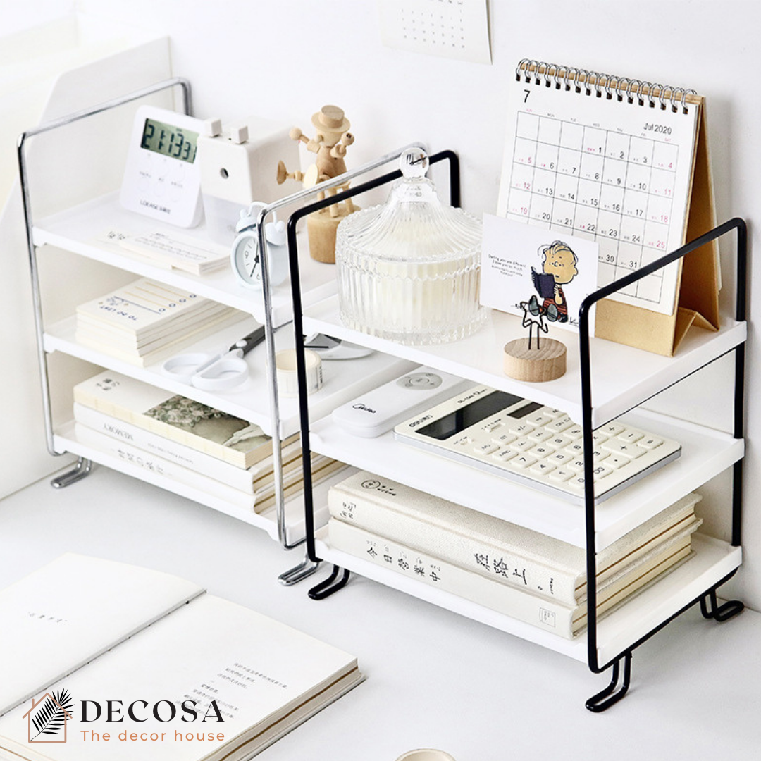Kệ mini 3 tầng khung sắt đựng đồ trang trí bàn học