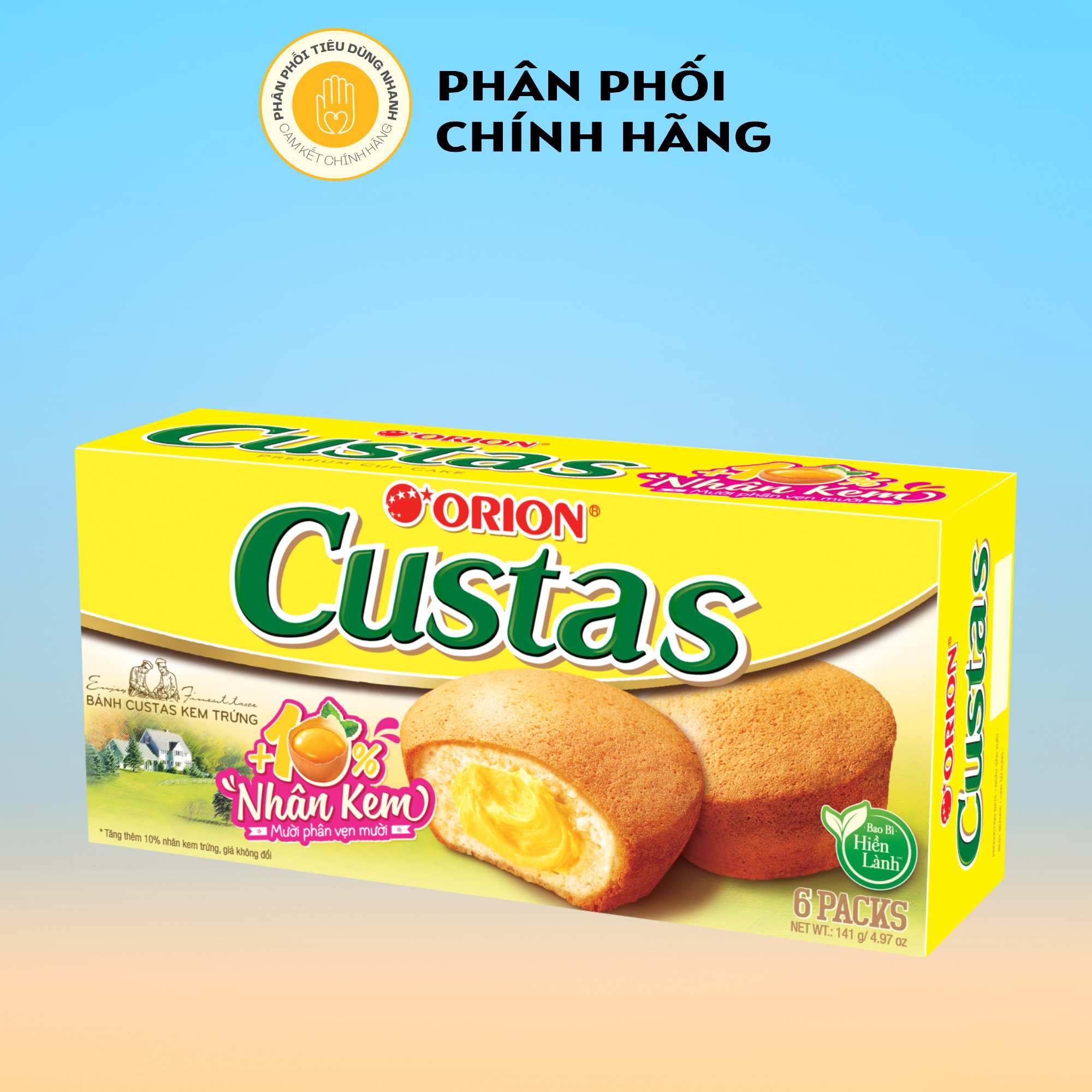 Hộp 6 cái bánh custas kem trứng 141g