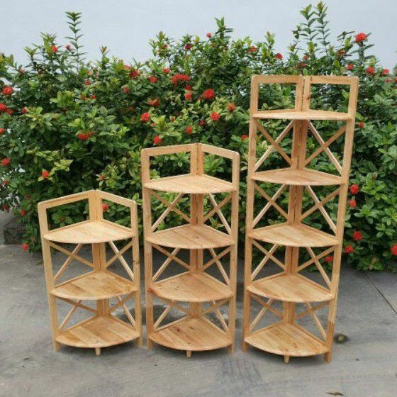Kệ góc kê tường 3 tầng gỗ tự nhiên