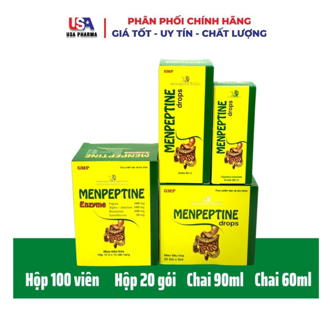 Men Hỗ Trợ Tiêu Hóa Menpeptine Enzyme và Drops Mediphar - Dạng Viên và Dạng Lỏng