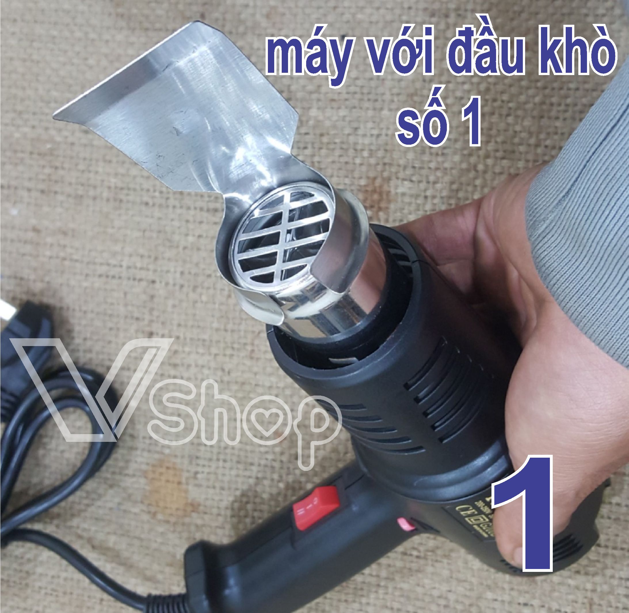 Máy khò nhiệt, máy thổi hơi nóng, nhiệt độ cao, tiêu chuẩn châu âu, có chỉnh nhiệt. 2000W