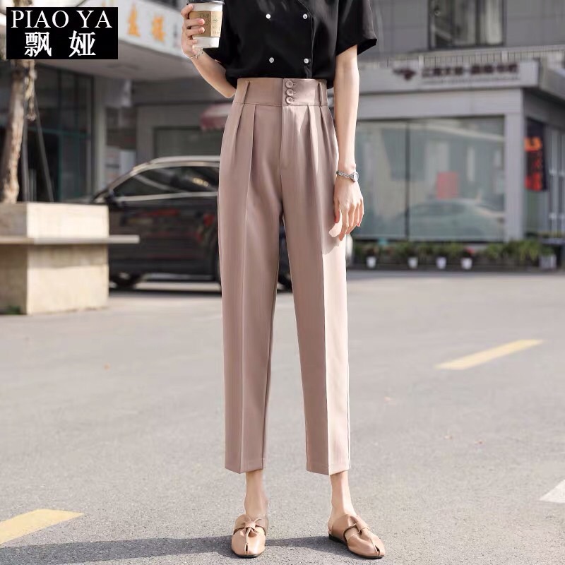 Quần công sở baggy cạp cao 3 cúc