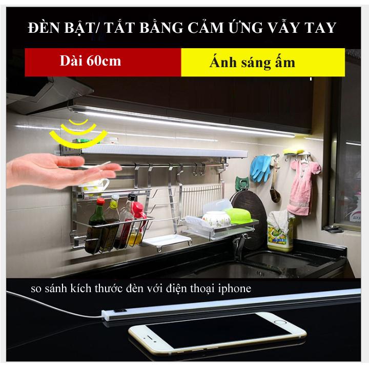 (Ánh sáng vàng) Đèn led cảm ứng vẫy tay lắp tủ bếp dài 60cm/11W full bộ phụ kiện