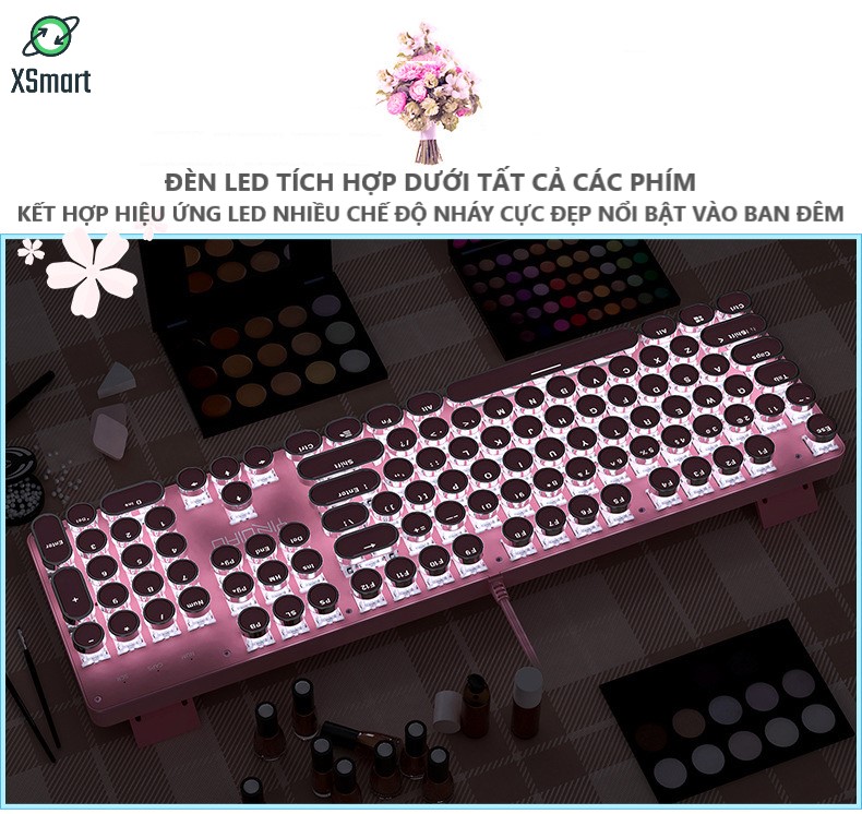 Bàn Phím Cơ HỒNG Cao Cấp T900 Led 10 Chế Độ Khác Nhau Phím Cơ Blue Gaming Cho Máy Tính Laptop PC Cho Cả Nam Và Nữ Bàn Phím Chơi Game PUBG LOL Đột Kích - XSmart