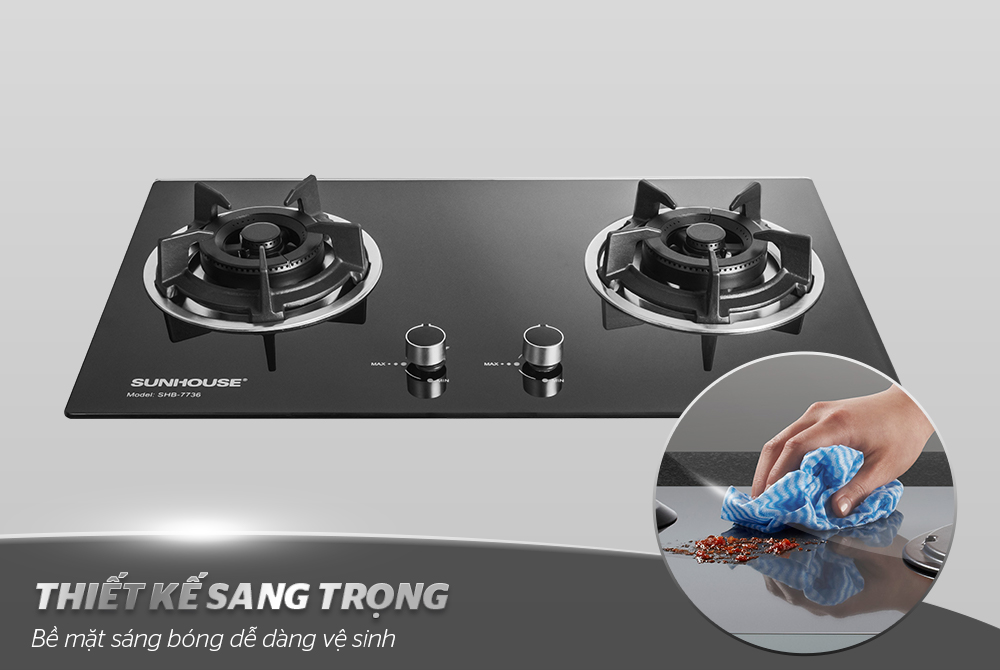 Sunhouse Shb7736 Built-In Glass Gas Stove - 100% New, Genuine Product, Complete with Accessories.