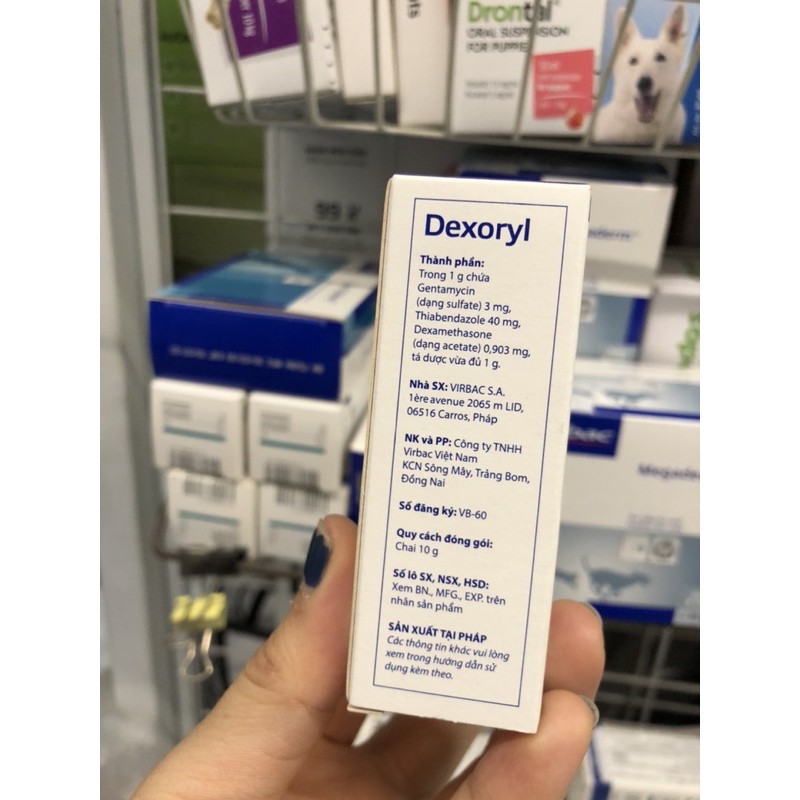 Nhỏ tai Dexoryl cho chó mèo