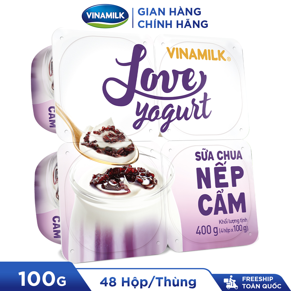 MIỄN PHÍ VẬN CHUYỂN Thùng 48 hộp Sữa chua ăn Vinamilk Nếp cẩm Hộp 100g