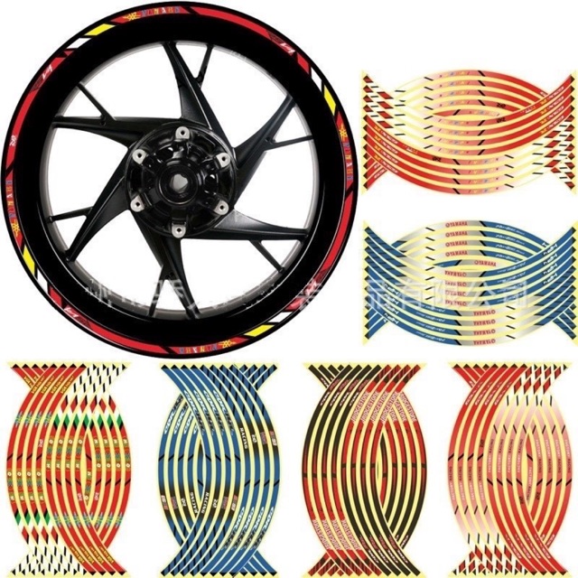 Tem dán vành xe 18inch sắc màu