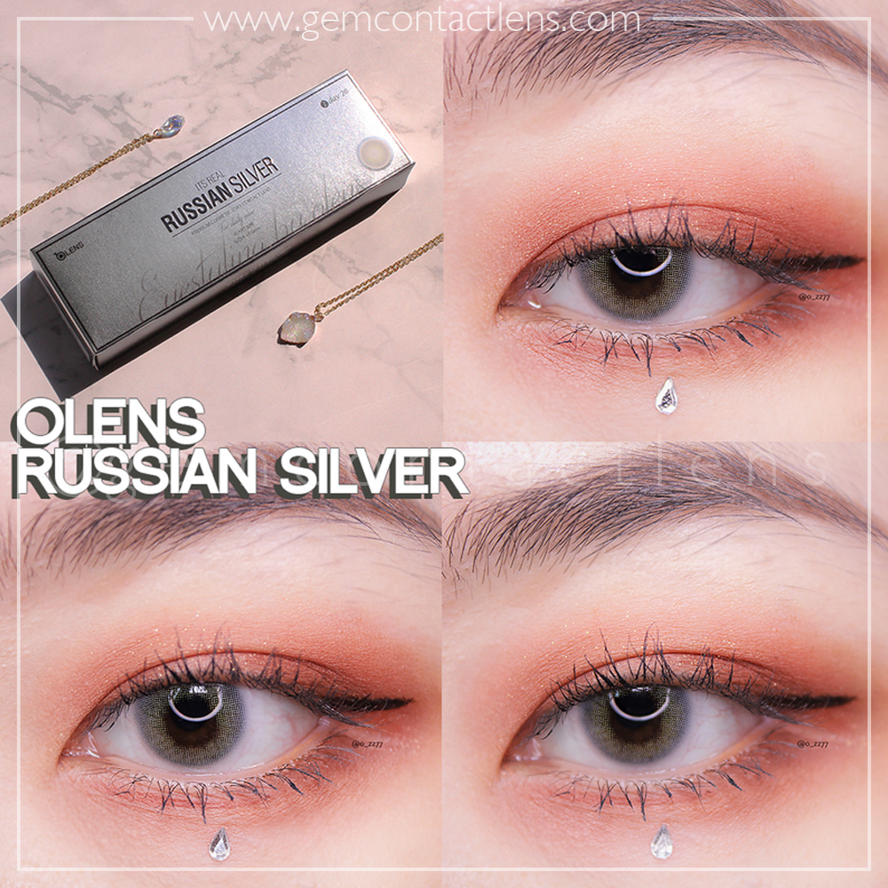 [LENS 1 NGÀY] RUSSIAN SILVER - Kính áp tròng SIÊU CẤP ẨM cao cấp OLENS Nội địa HÀN, dùng thoải mái 24H  - mua 2 cặp tặng kèm dụng cụ đeo