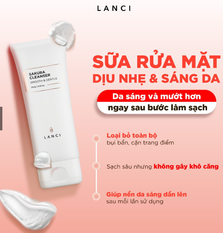 Sữa Rửa Mặt Dịu Nhẹ Lanci Sakura Cleanser Smooth & Gentle