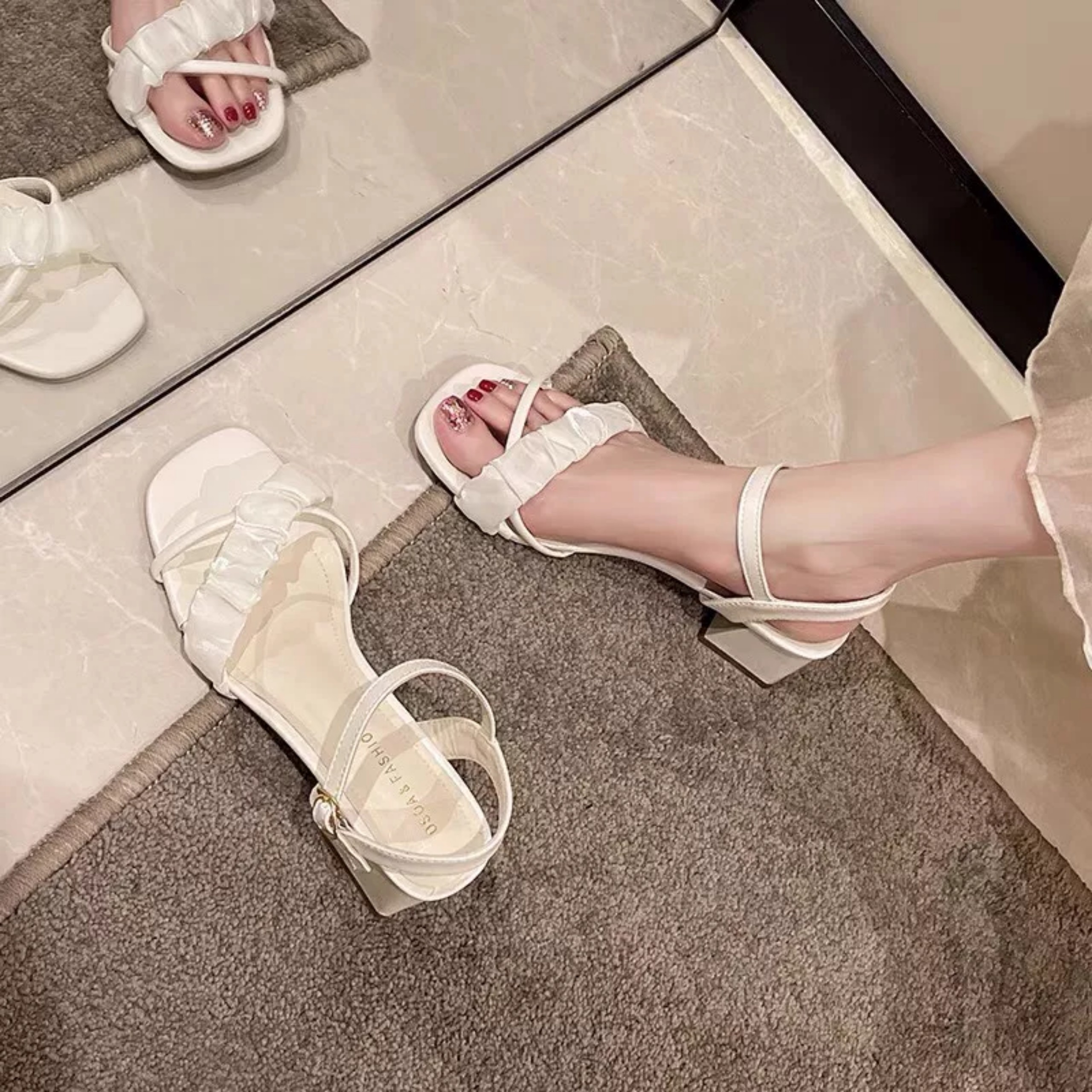 giày  sandal quay sữa gót cam