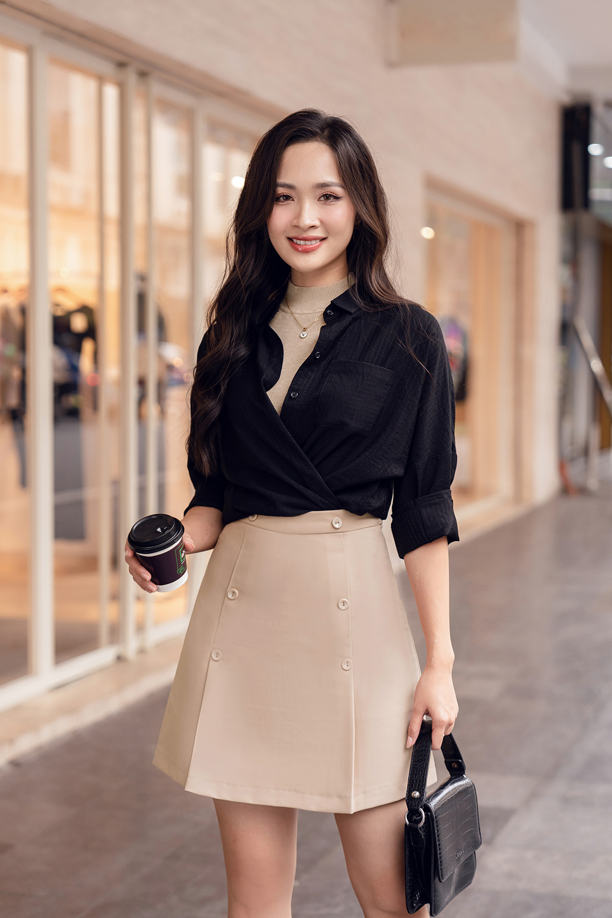 Áo Sơ Mi VIENTRAN Vai Chờm V61H20Q010