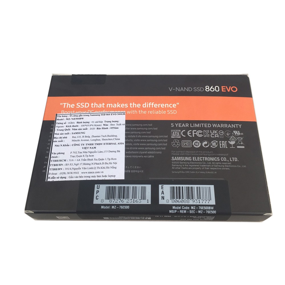 [Xả Kho 300 Cái] Ổ Cứng SSD Samsung 860 Evo 500GB (MZ-76E500BW)