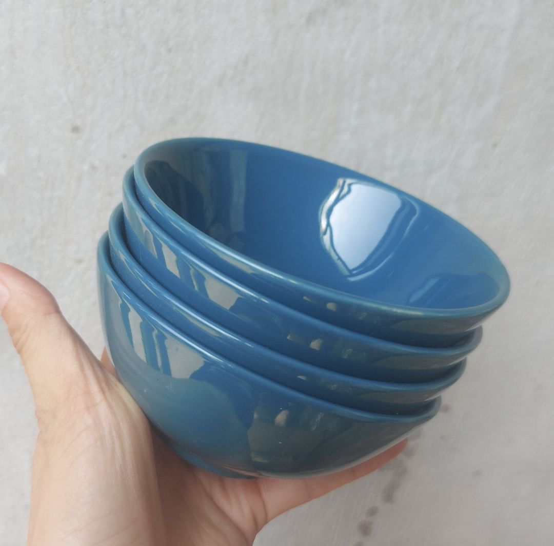 Bộ 10 Chén cơm Sứ Pastel Xanh Tráng Men Cao Cấp