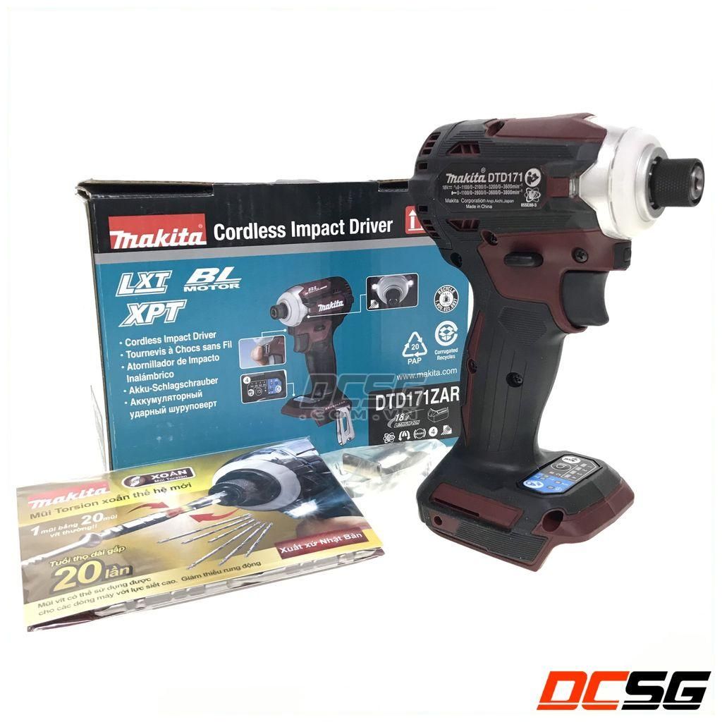 Máy vặn vít dùng pin 18V Makita DTD171ZAR (màu đỏ chưa pin sạc)