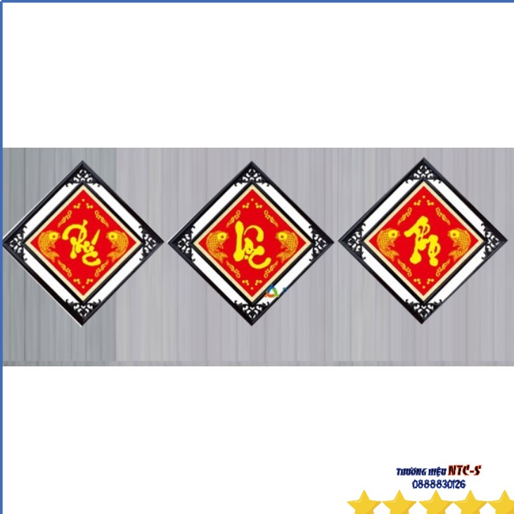 Tranh thêu phúc lộc thọ cá chép lv3436 chưa thêu 126 x 43cm