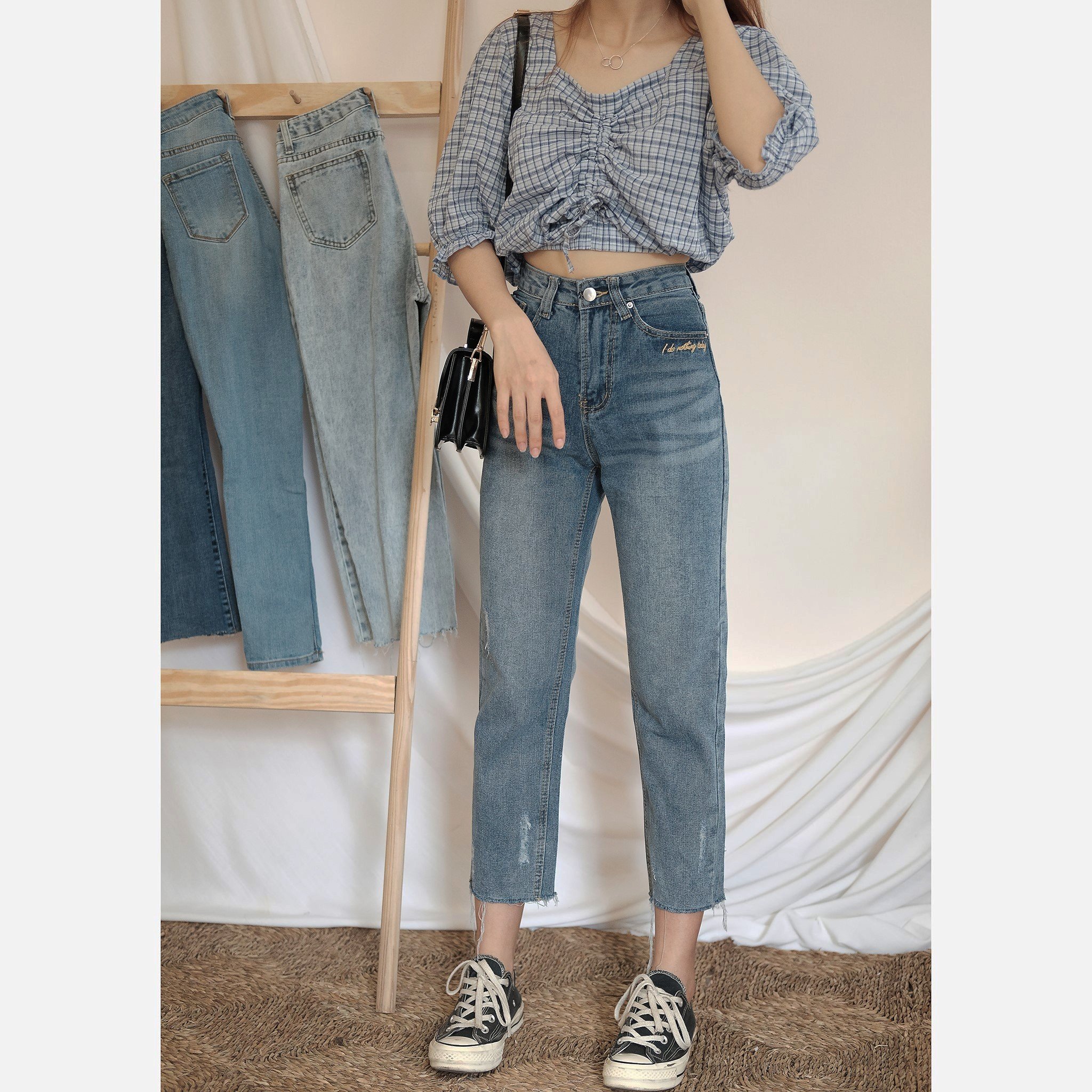 LIGAM - QUẦN JEANS ỐNG ĐỨNG THÊU TÚI