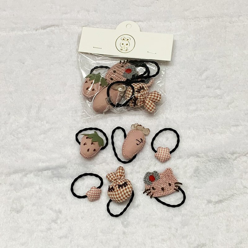 Set 6 chun cột tóc nhiều hình cho bé, dây cột tóc cho bé 3D
