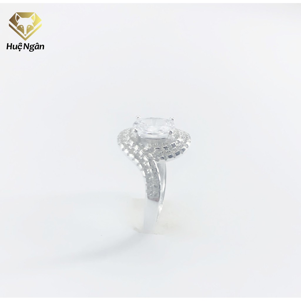 Nhẫn bạc ý 925 huệ ngân - nhẫn ổ cao đính đá rr1534