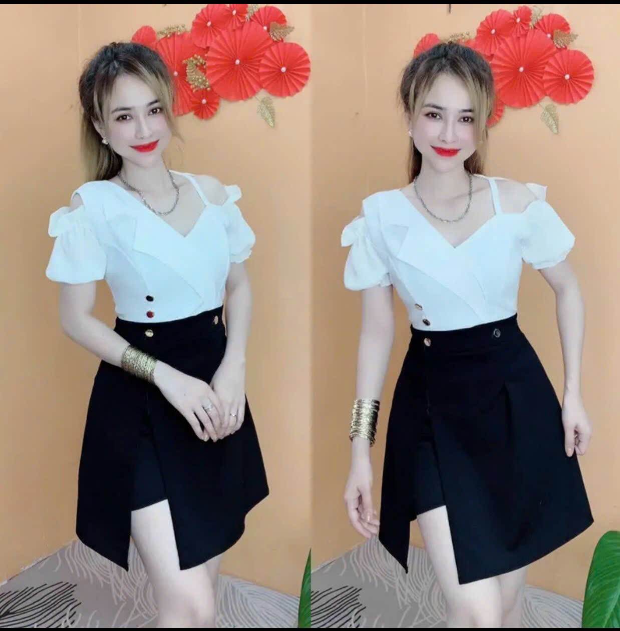 SÉT ĐẦM KÈM QUẦN THUN CÁT HÀN XINH XẮN