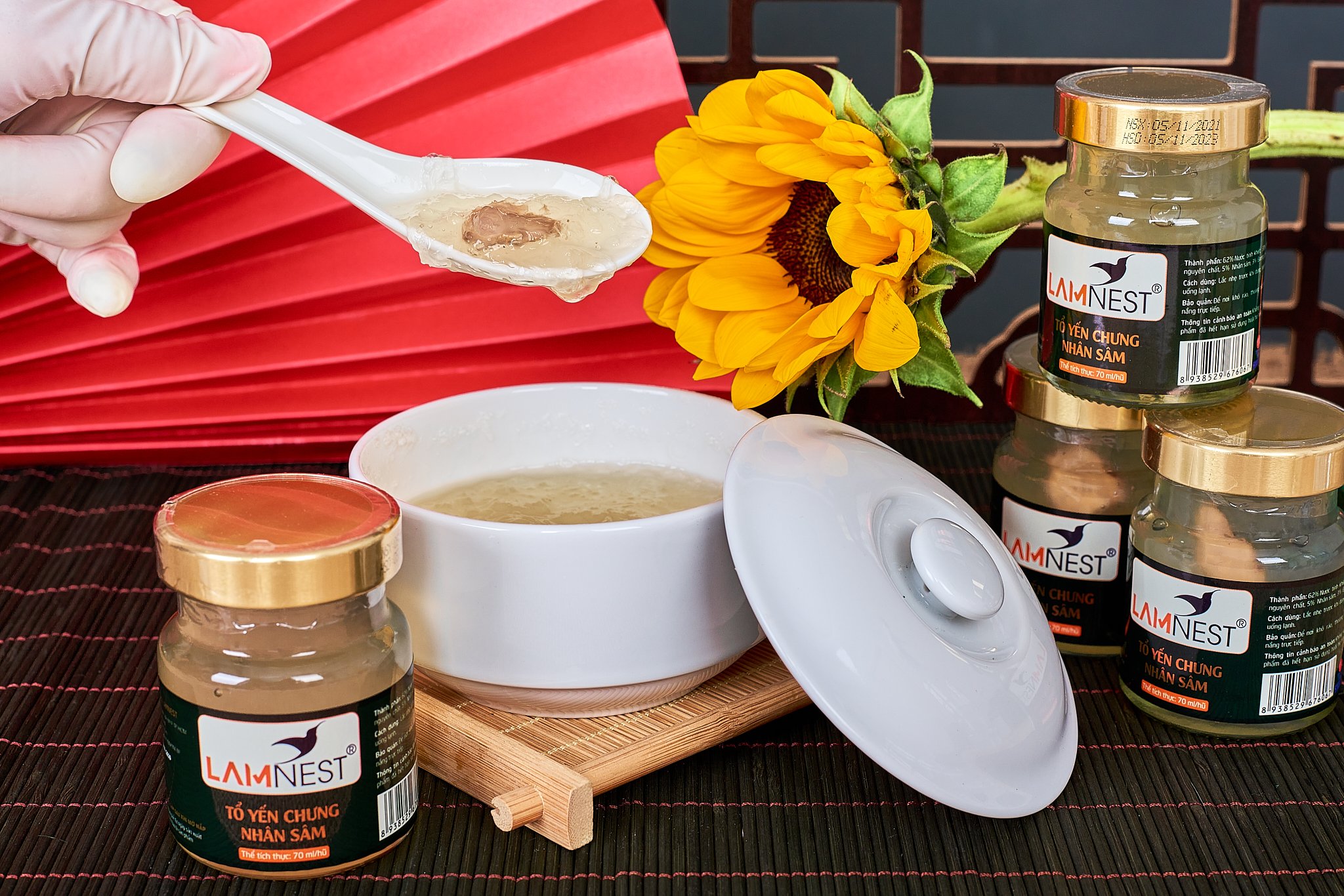 Tổ Yến Chưng Nhân Sâm LamNest tươi nguyên chất 30% yến 70ml, yến chưng sẵn khánh hòa