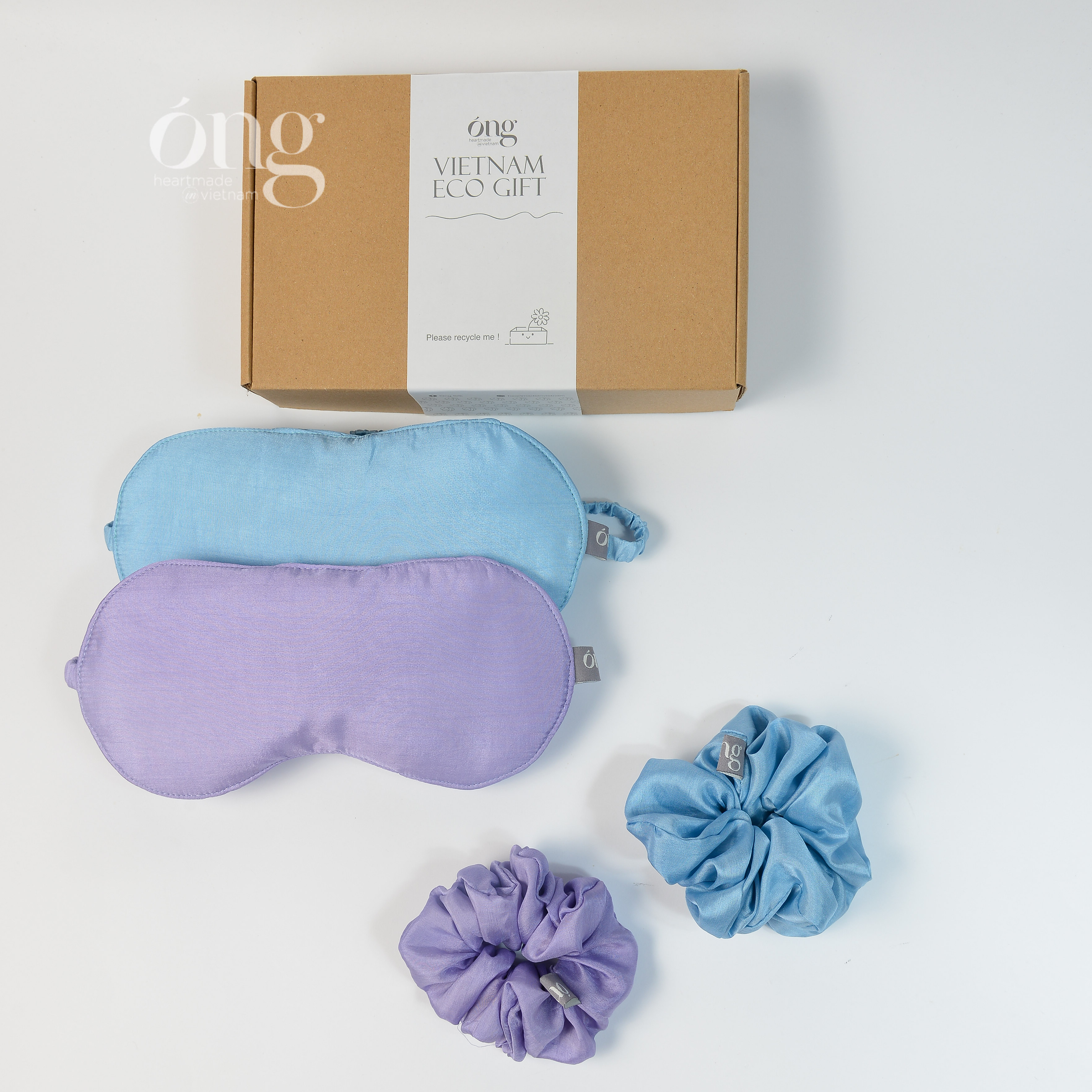 SET Bịt mắt buộc tóc lụa tơ tằm của Óng Silk