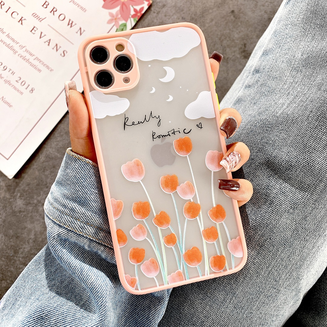 Ốp Lưng Nhám Chống Sock, Va Đập Bảo Vệ Camera Flower Romantic