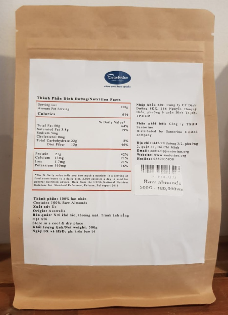 [HCM]Hạt nhân tươi nhập khẩu 500g - Raw almonds