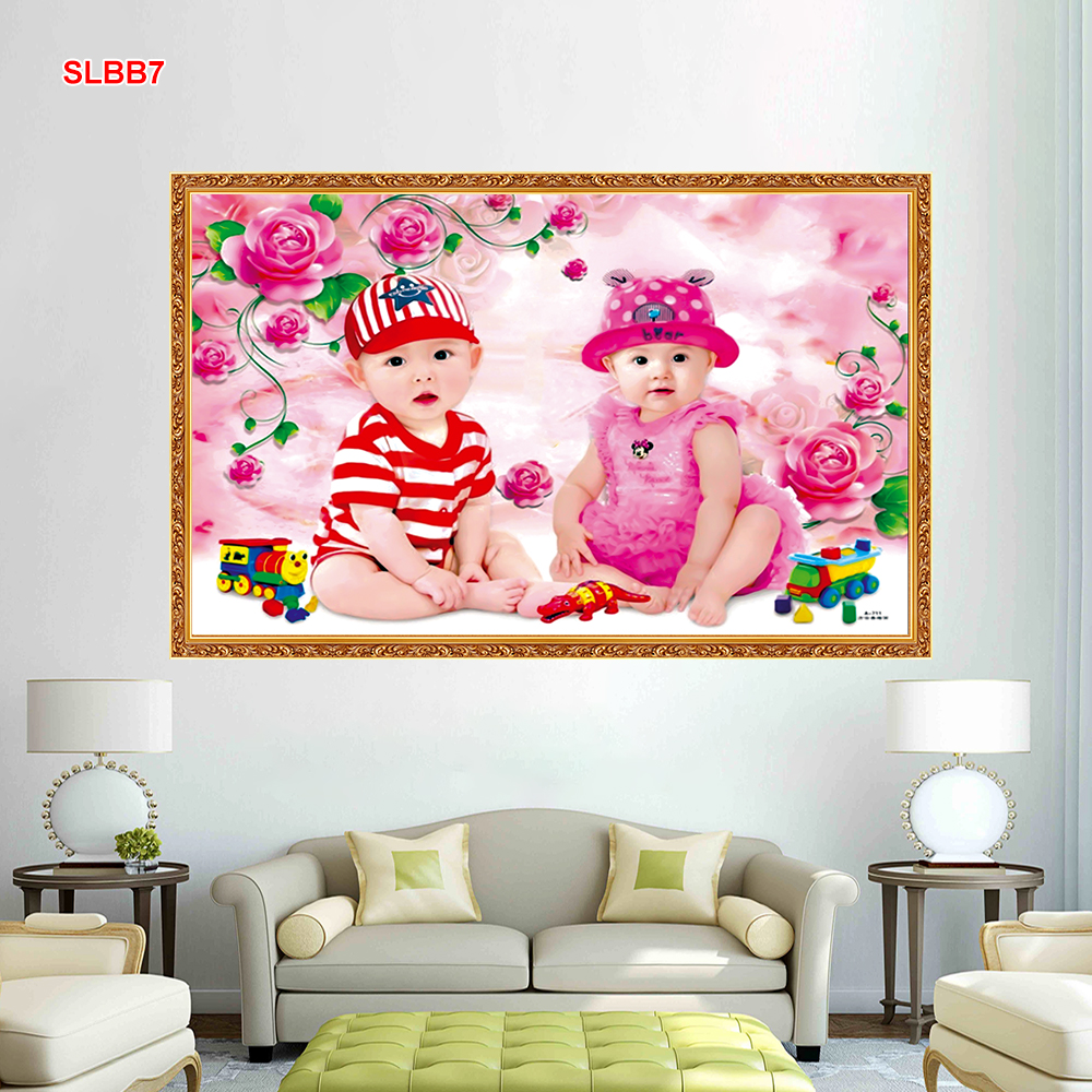 TRANH DÁN TƯỜNG 3D EM BÉ BABY -SLBB7- CÓ IN THEO YÊU CẦU -TRANH TRANG TRÍ PHÒNG NGỦ
