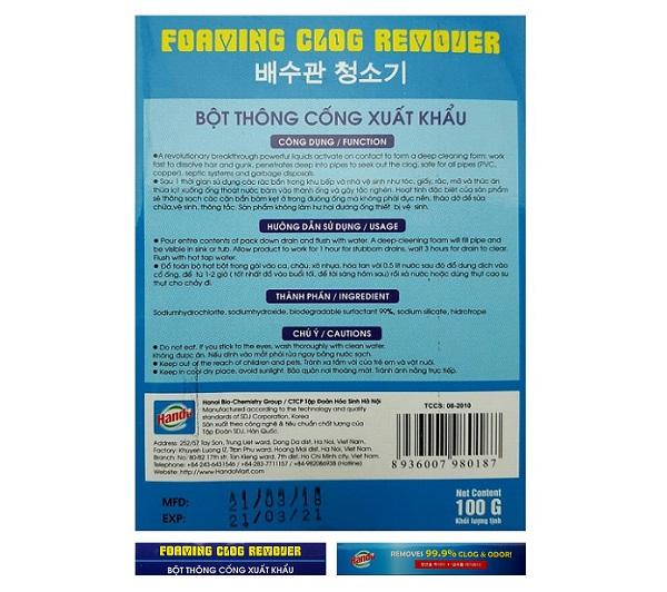Combo 2 Hộp Bột thông cống Hando 100g Xuất khẩu